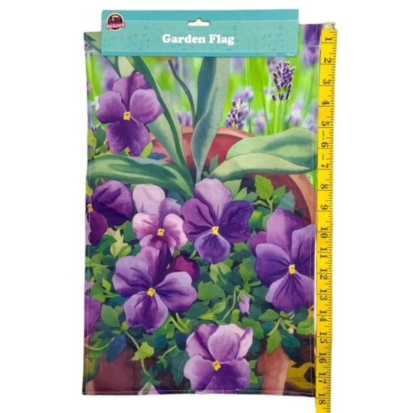 Garden Yard Flag Pansies Flower Pot Floral Purple Multicolor 12 X 18 in - Picture 8 of 13